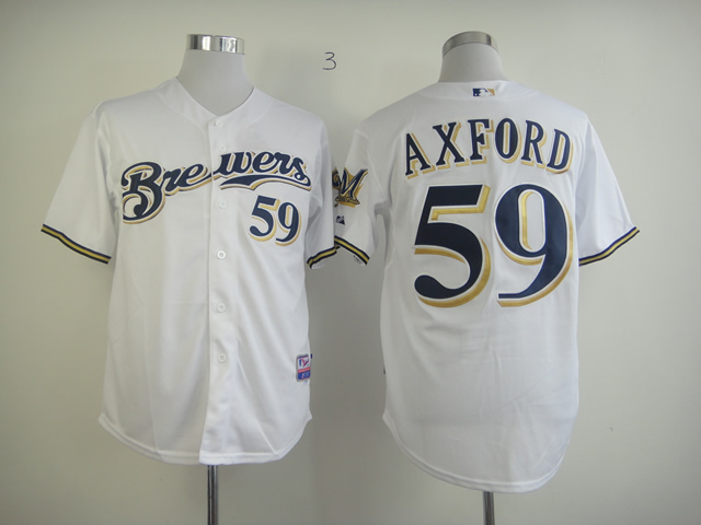 Men Milwaukee Brewers #59 Axford White MLB Jerseys